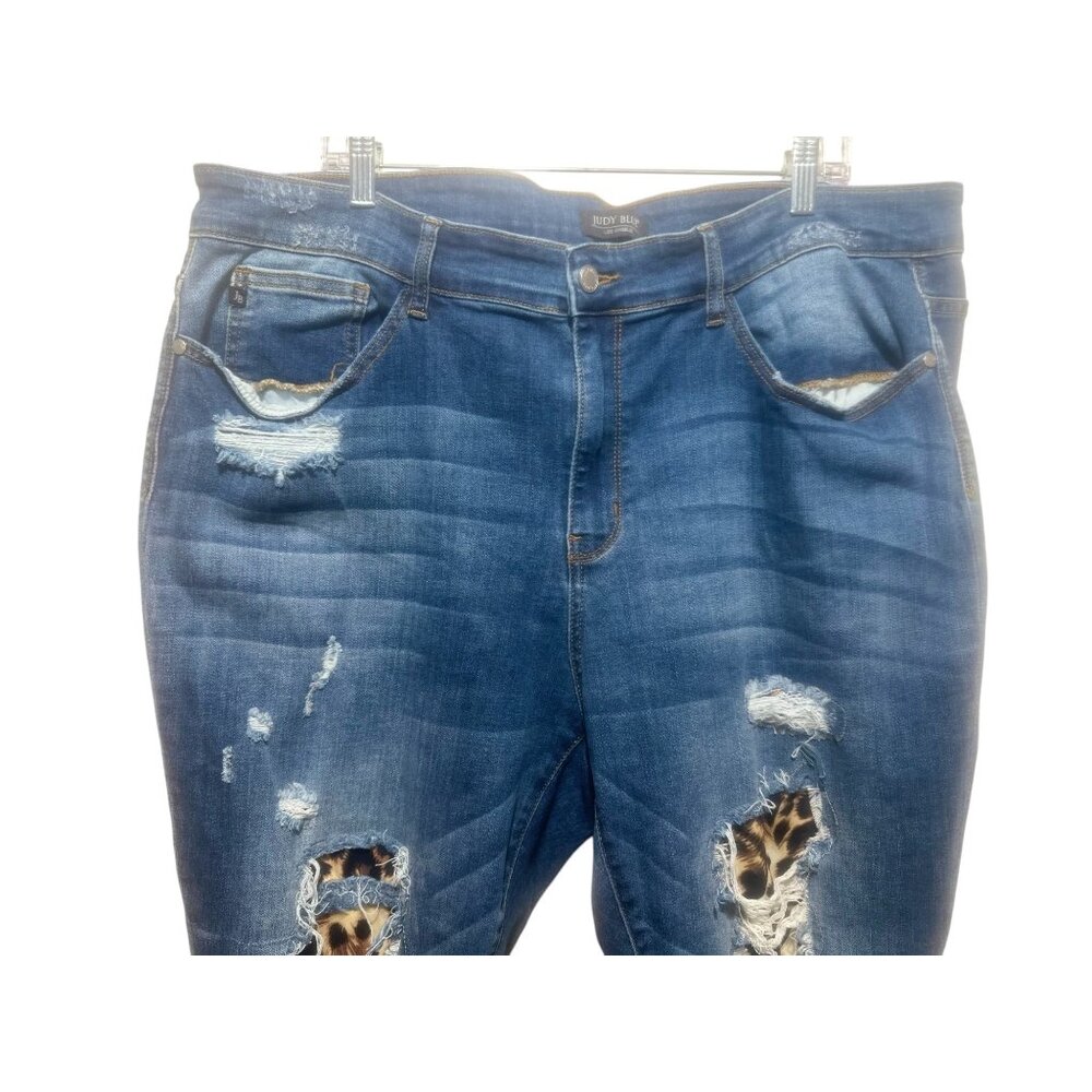 Judy Blue Skinny Fit Jeans Women 22W Blue High Rise Animal Print Patches Stretch - Picture 6 of 11